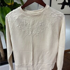 Cleo + Wolf Cream Ribbed Women's Top